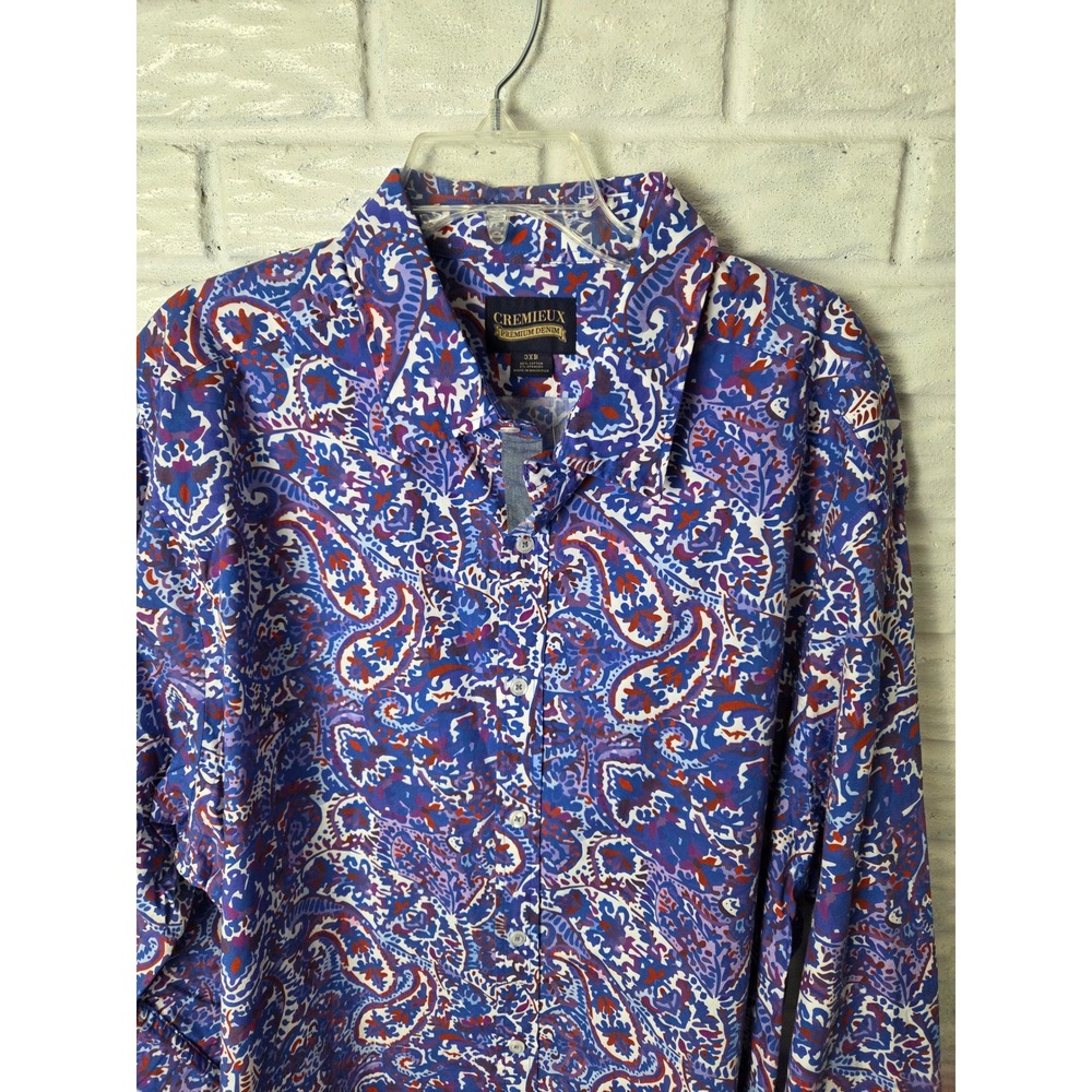 NWT Cremieux Premium Denim Mens 3XB Shirt Multi Color Paisley Artsy Stretch - Picture 2 of 9